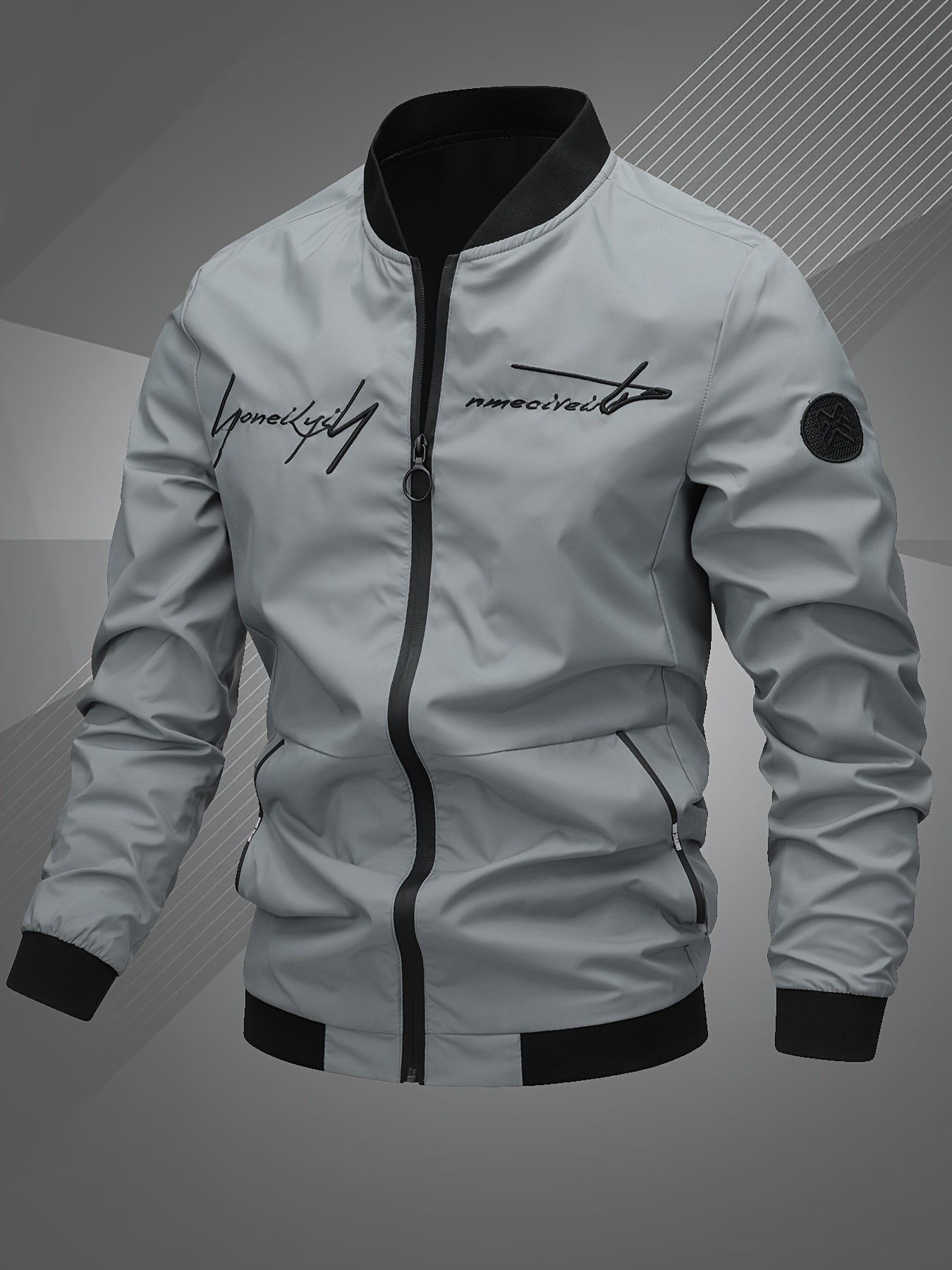Men's Letter Embroidered Casual Bomber Jacket Gifts Best Sellers
