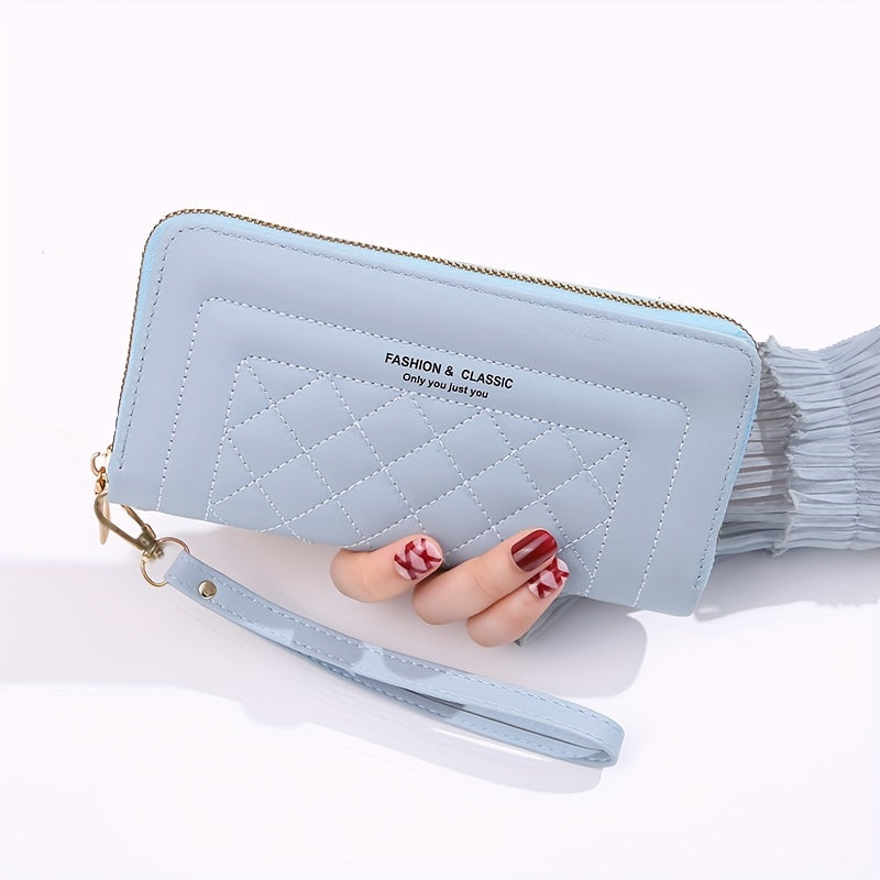 Large-capacity Simple Long Wallet, Faux Leather Zipper Purse, Casual Multifunctional Clutch Bag