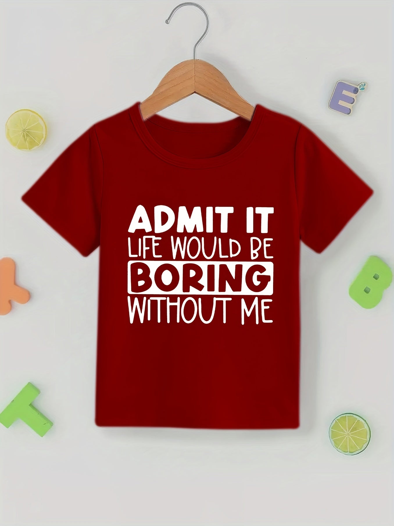 Kids Letter "ADMIT IT" Graphic T-Shirt Casual Crew Neck Tees Top For Summer Toddler Girls And Boys Clothes