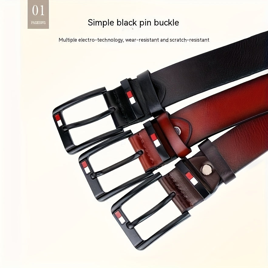 Men's Casual  Leather Belt Vintage Pin Buckle Men's Antique Belt