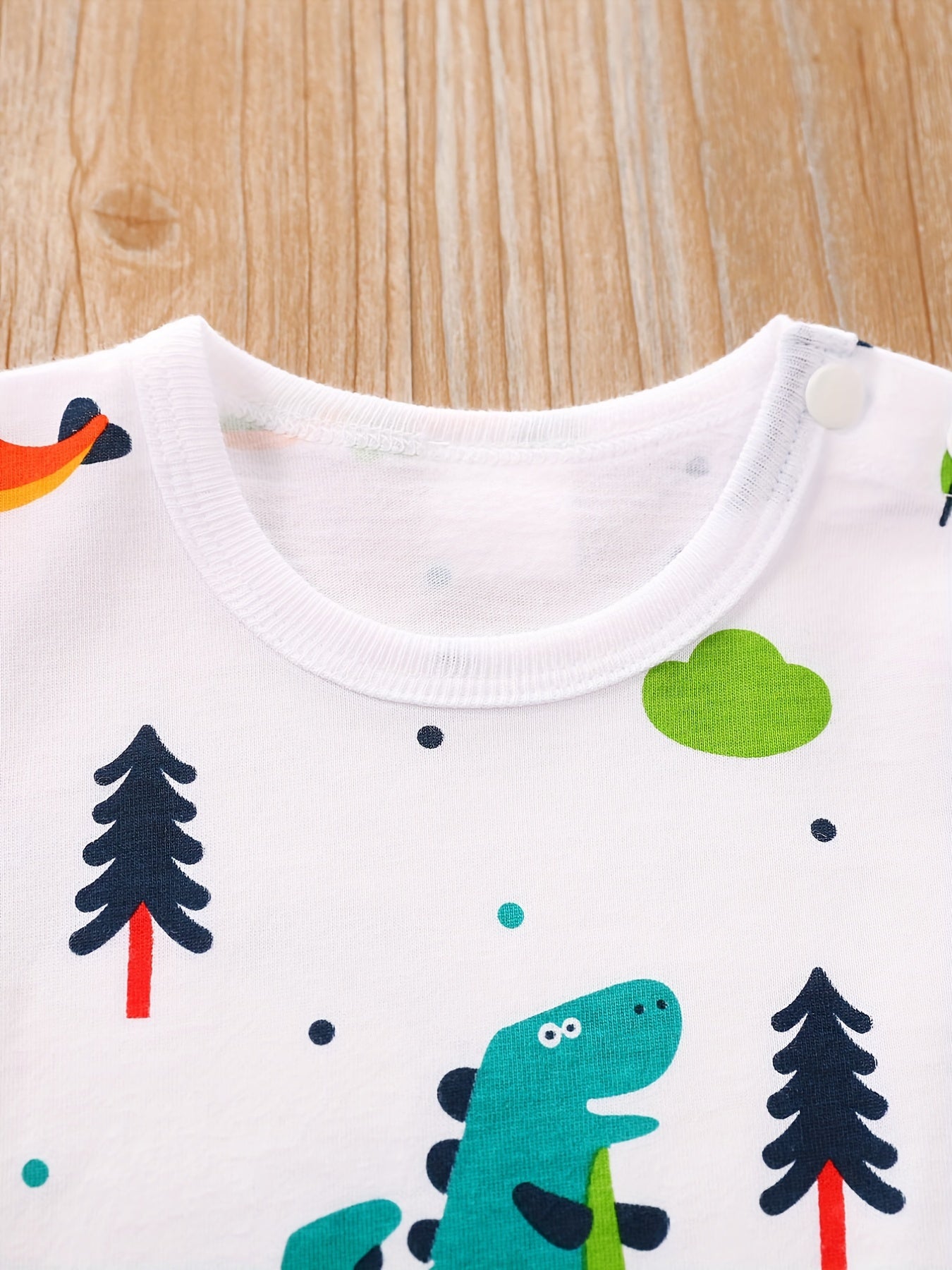 Baby Boys And Girls Cute Dinosaur Graphic Print Cotton Short Sleeve Romper Jumpsuit Clothes