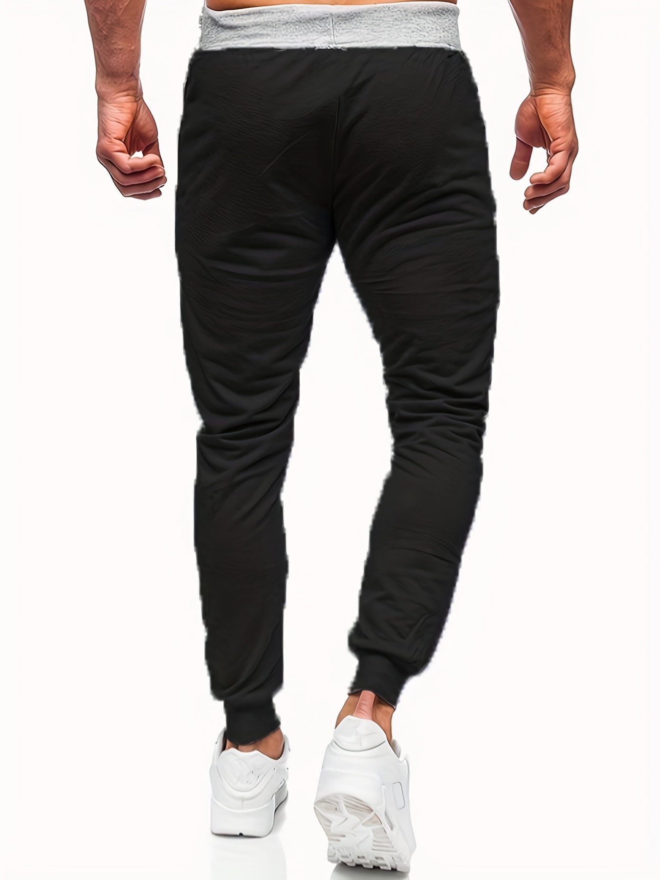 Color Contrast Waistband, Men's Plain Simple Comfy Casual Sweatpants Jogger Pants