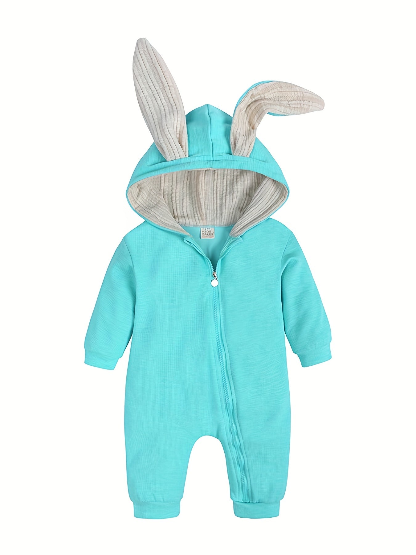 Newborn Baby Long Sleeve Hooded Zipper Jumpsuit With 3D Bunny Ears Kids Clothes