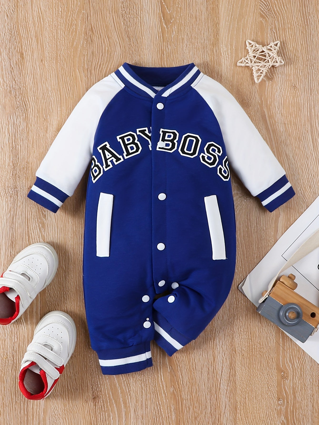 Baby Boy's Cute Thermal Romper With Letter Print For Spring Fall Party