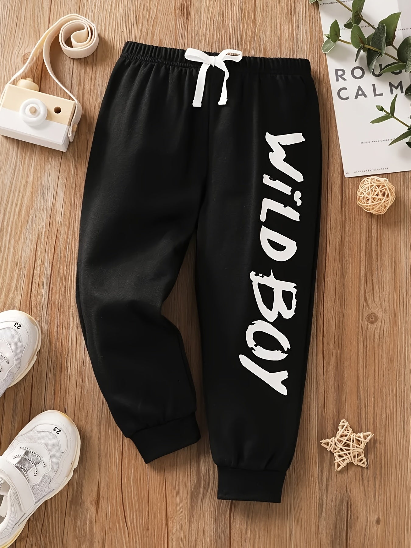 Boys Alphabets Print Sweatpants Elastic Waist Fake Drawstring Sport Jogger Pants Kids Summer Clothes