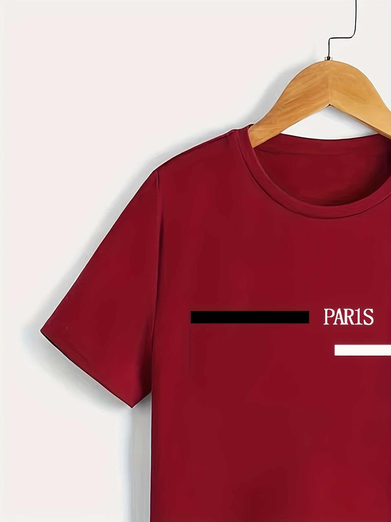 Trendy PARIS Letter And Stripe Print Boys Creative T-shirt, Casual Lightweight Comfy Short Sleeve Tee Tops, Kids Clothes For Summer