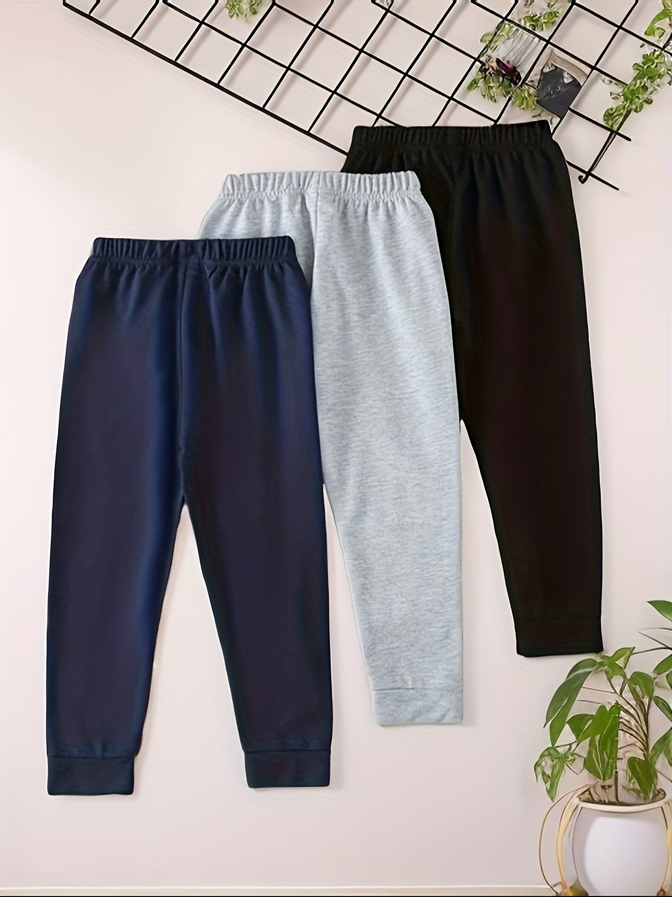 3pcs Kid's Sports Sweatpants, Elastic Waist Jogger Pants, Boy's Clothes For Spring Fall Winter, As Christmas Gift