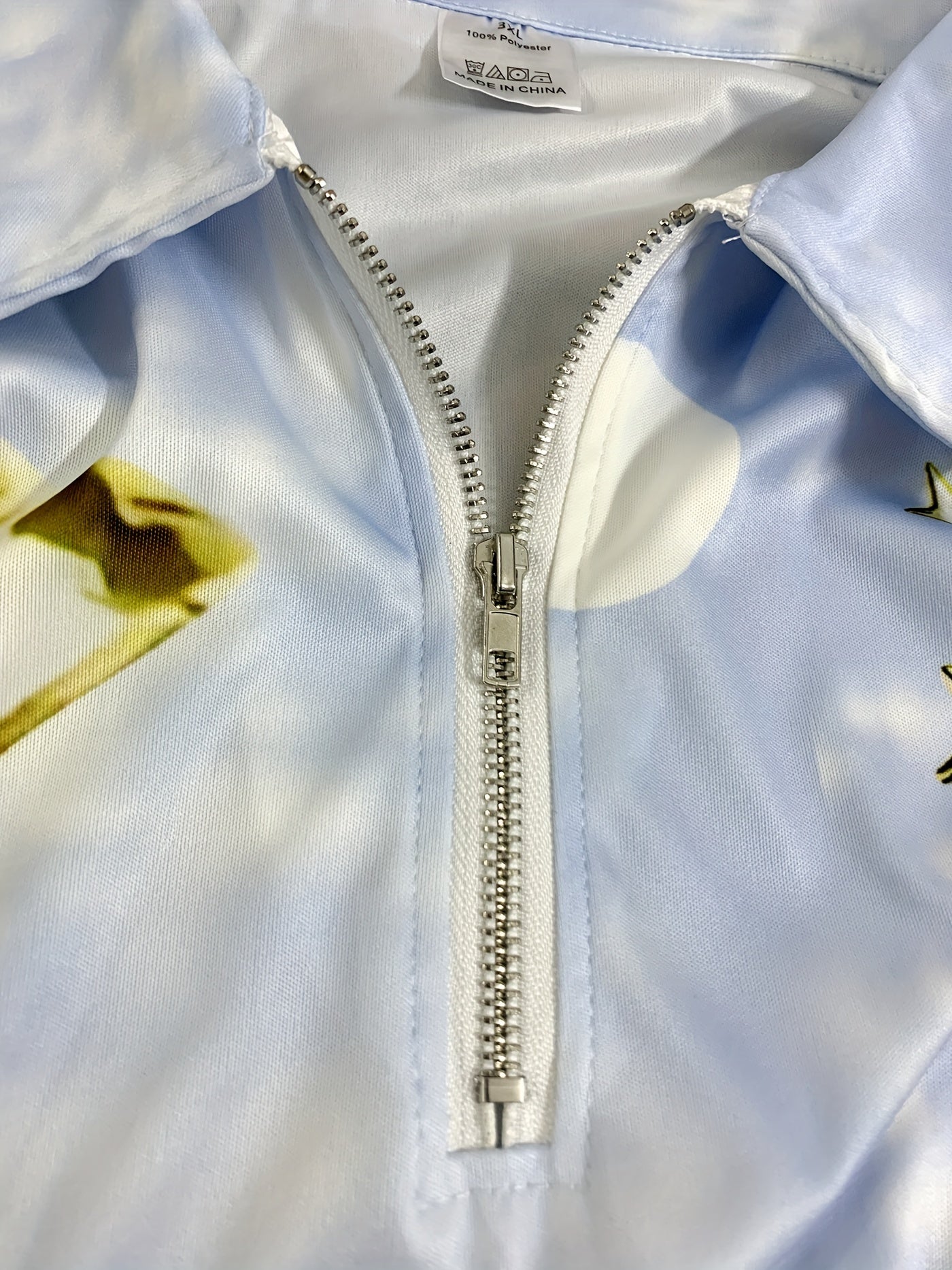 3D Christmas Themed Print Men's Long Sleeve Zipper Lapel Shirt, Trendy Graphic Male Shirt For Spring Fall