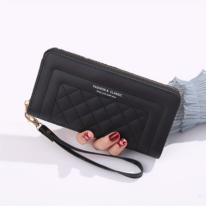 Large-capacity Simple Long Wallet, Faux Leather Zipper Purse, Casual Multifunctional Clutch Bag