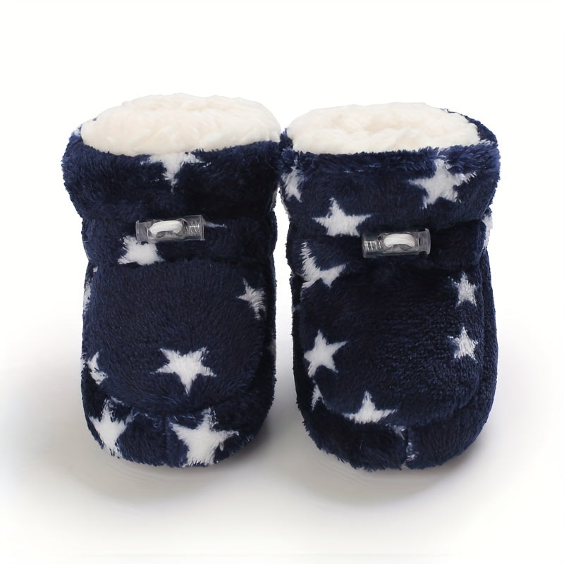 Comfortable Boots For Baby Boys And Girls, Soft Warm Plus Fleece Boots For Indoor Walking, Winter