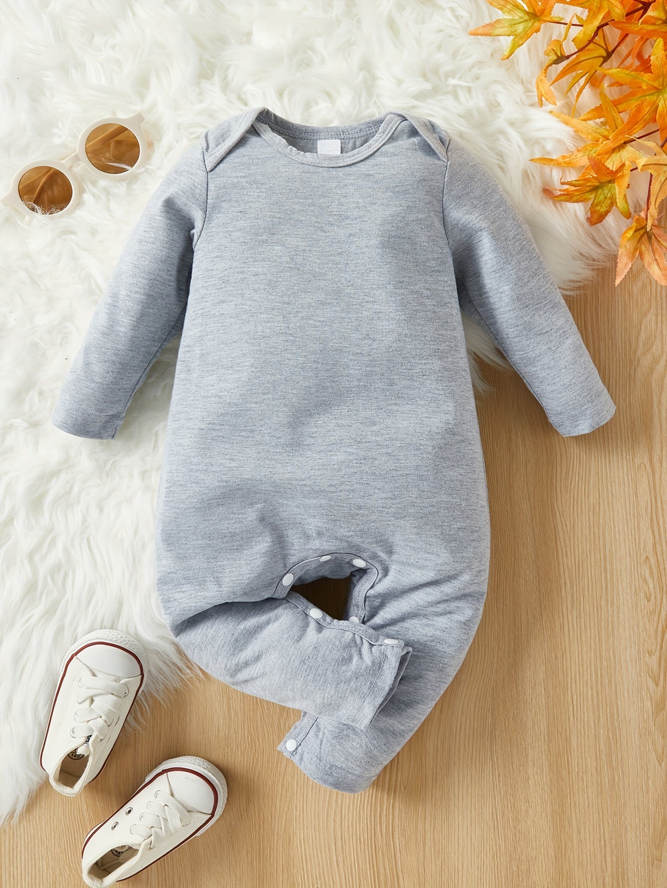 Baby Toddler's Basic Romper, Long Sleeve Casual Triangle Jumpsuit