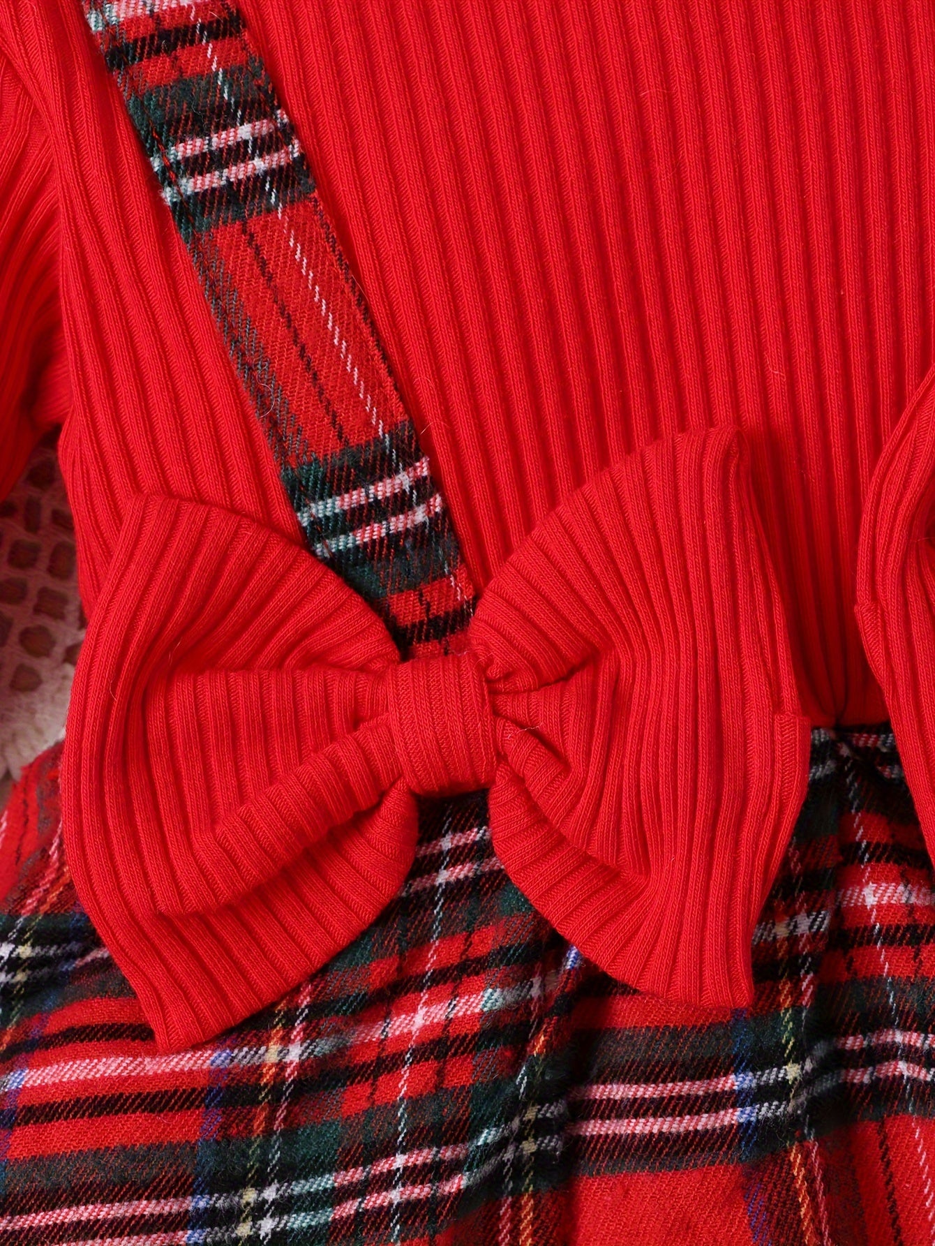 Baby Girls Cute Christmas Long-sleeved Plaid Dress Romper