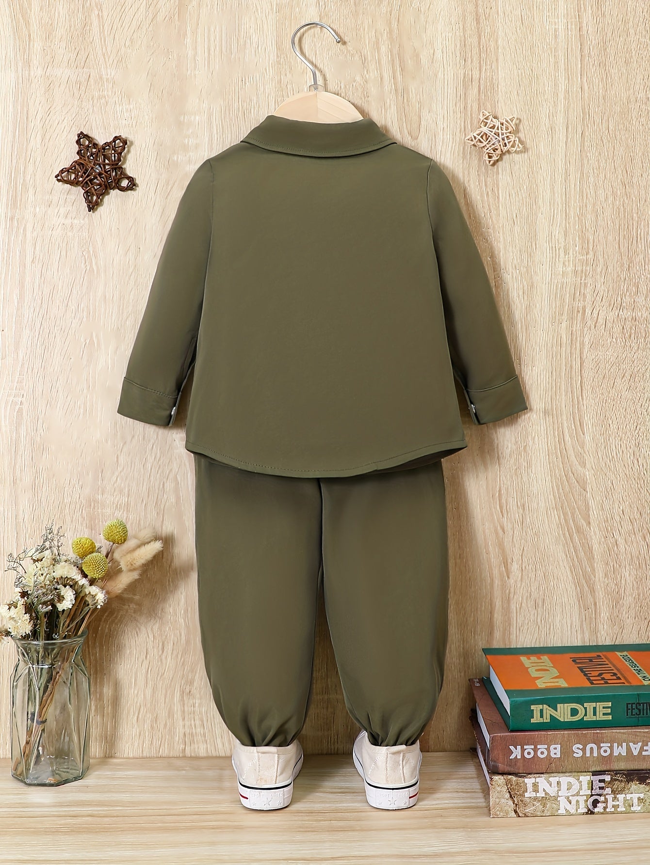 Baby Boys Trendy Casual Outfit, Long Sleeve Top Footed Pants Set, Kids Fall Spring Clothes