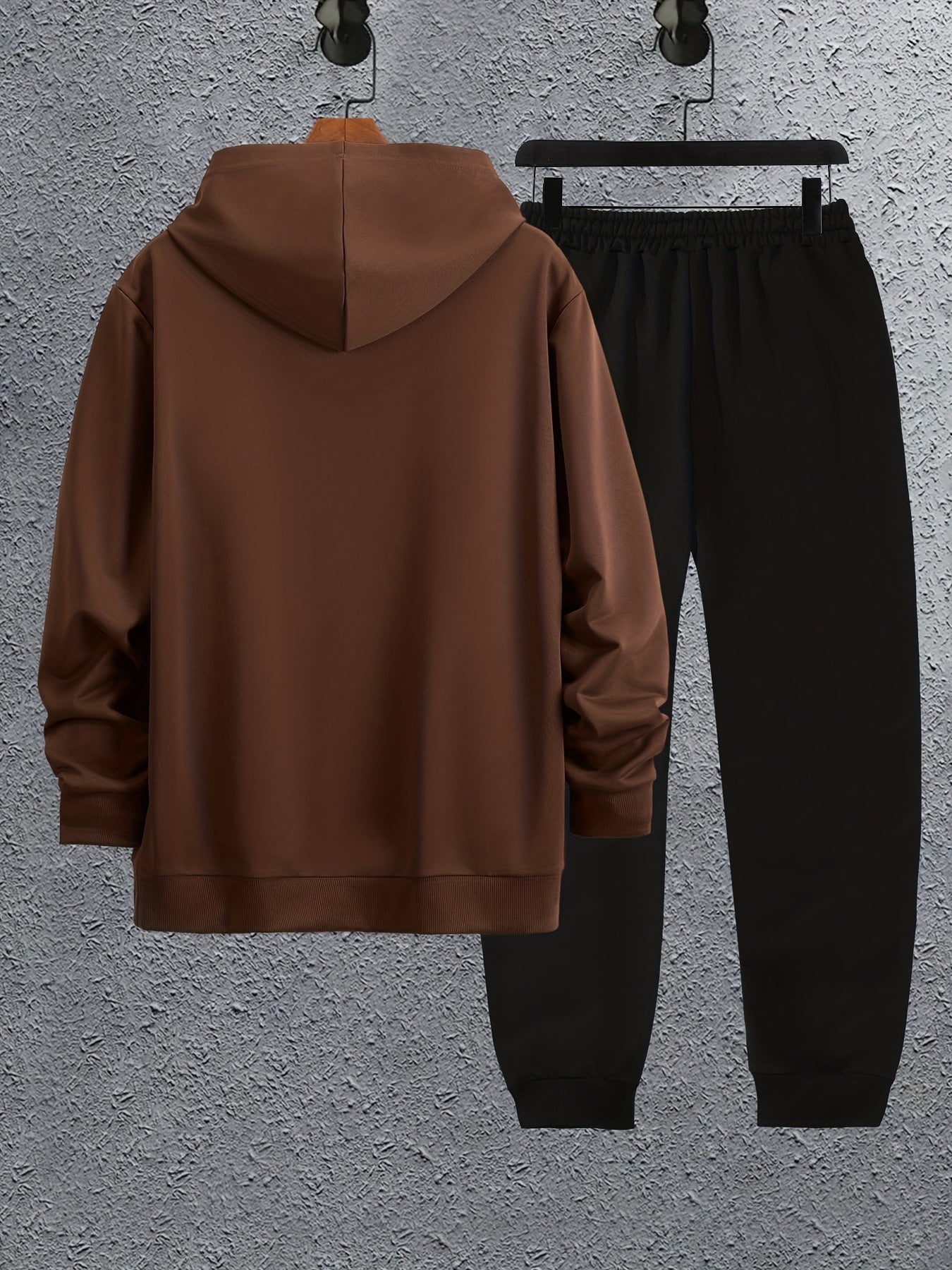 2pcs Tracksuit Sweatsuit Set 2-color Block Hoodie Sweatshirt And Jogger Pants