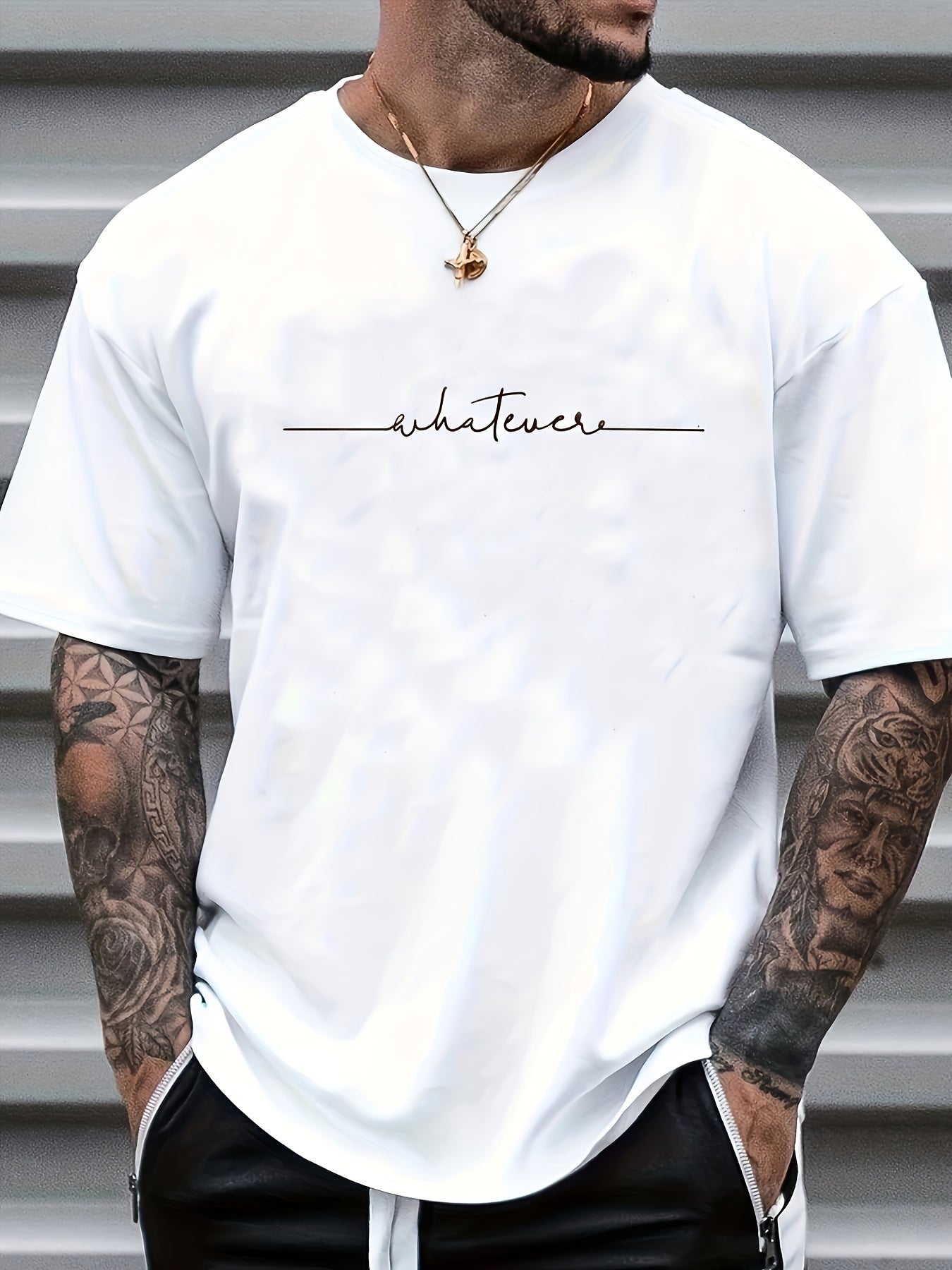 Men's Casual Trendy Letters Graphic Print Comfortable Crew Neck Short Sleeve T-shirts, Summer Top Tees