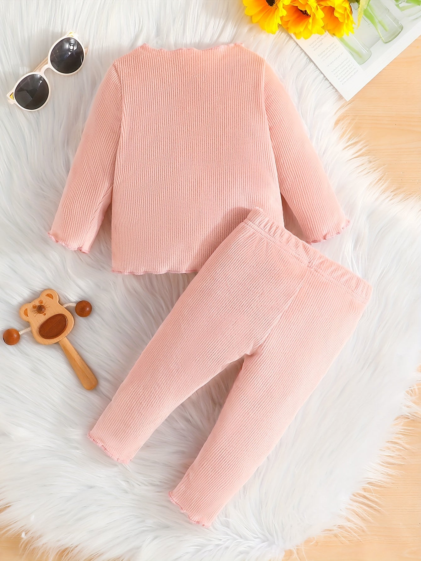 Toddler Baby Girls Simple Long Sleeve Top & Pants Set For Spring And Autumn
