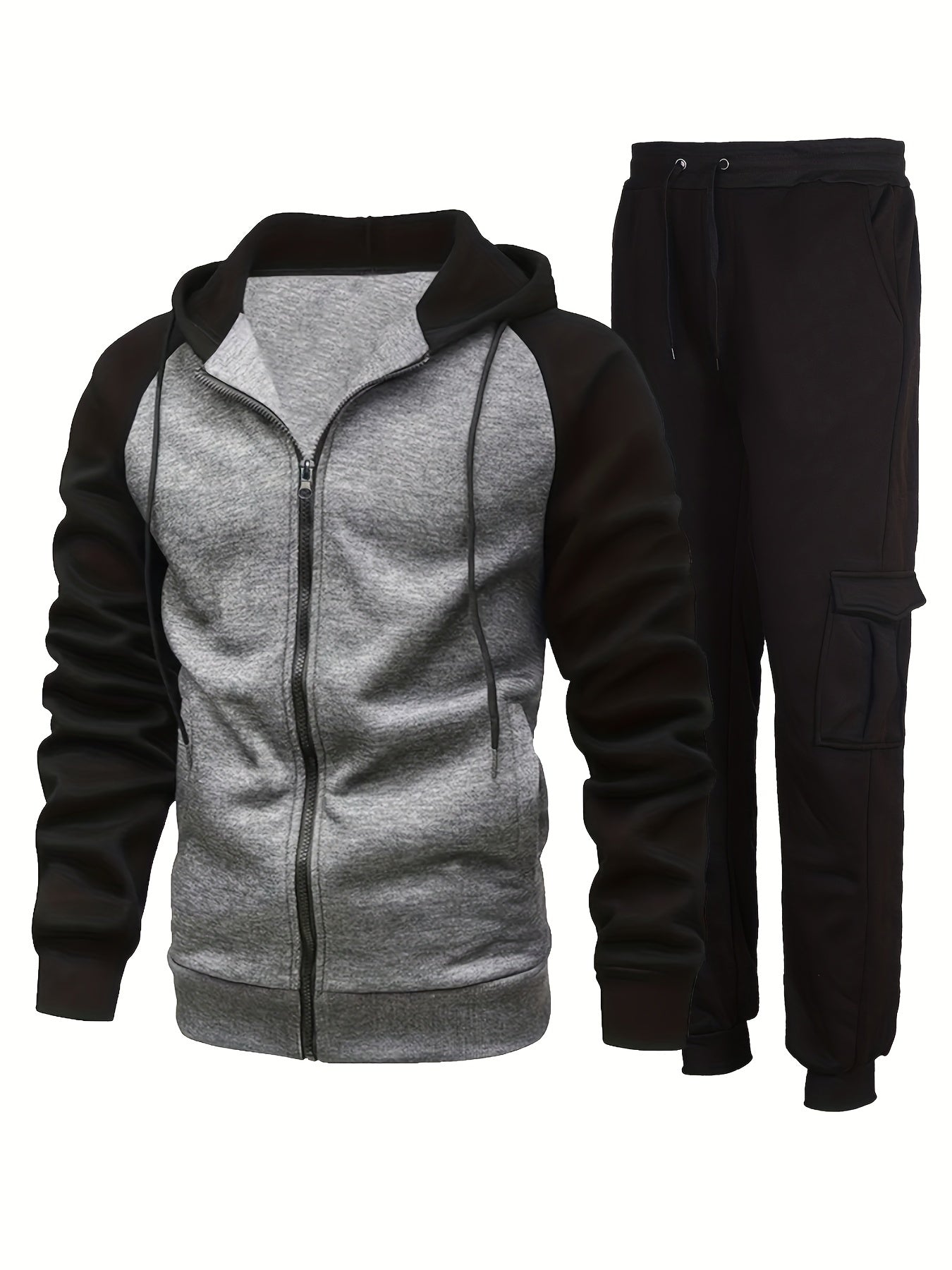 Classic Men's Athletic 2Pcs Tracksuit Set Casual Full-Zip Sweatsuits Long Sleeve Hoodie And Jogging Pants Set For Gym Workout Running