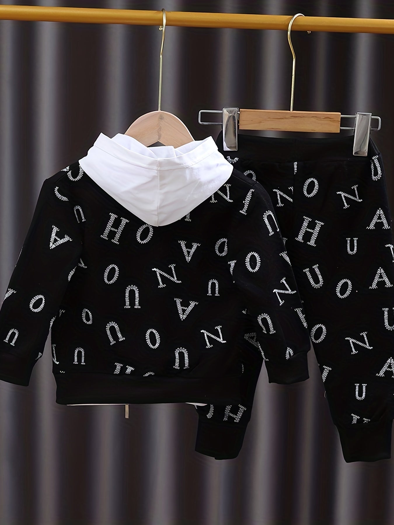 Boys Spring And Autumn New Long-sleeved Suit Baby Boy Letter Print Top Coat Pants Set Children's Fashion Casual Suit