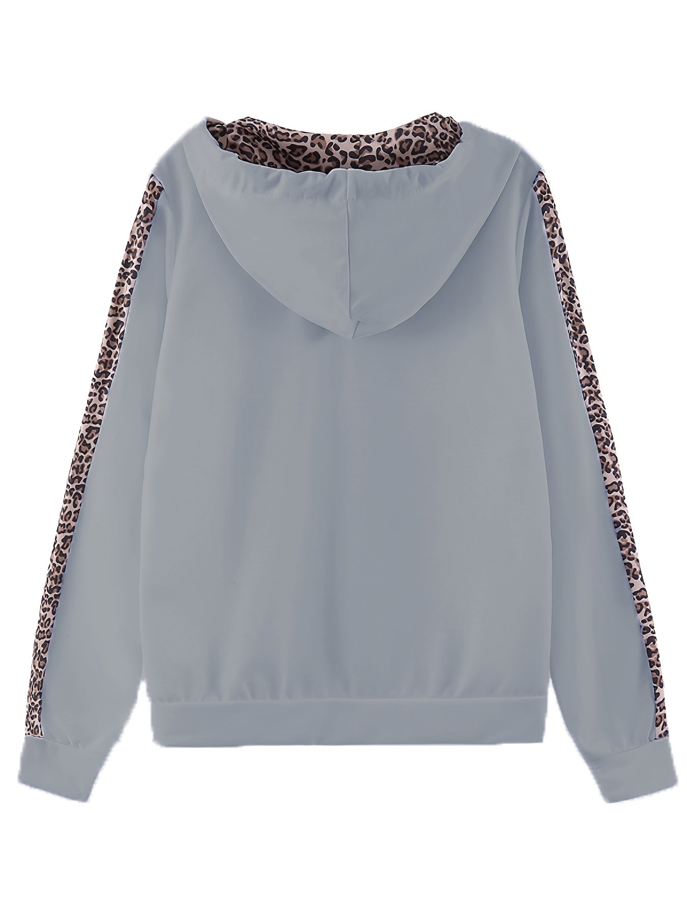 Leopard Print Two-piece Set, Zip Up Hoodie Sweatshirt & Casual High Waist Elastic Pants Outfits, Women's Clothing