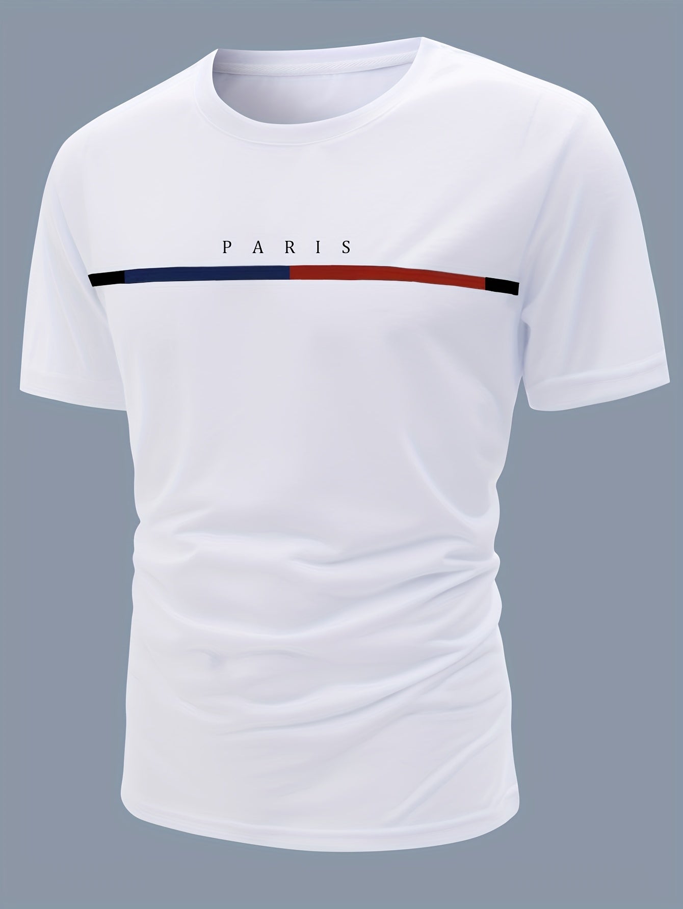 Paris Theme Pattern Print Men's Comfy T-shirt, Graphic Tee Men's Summer Clothes, Men's Outfits