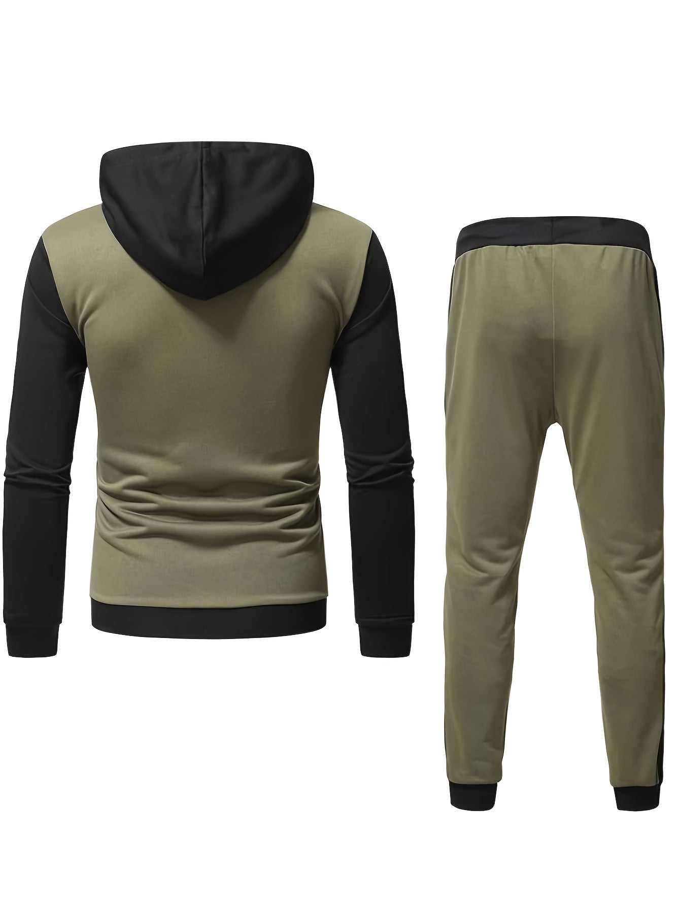 Color Block Classic Men's Athletic 2Pcs Tracksuit Set Casual Full-Zip Sweatsuits Long Sleeve Hoodie And Jogging Pants Set For Gym  Workout Running