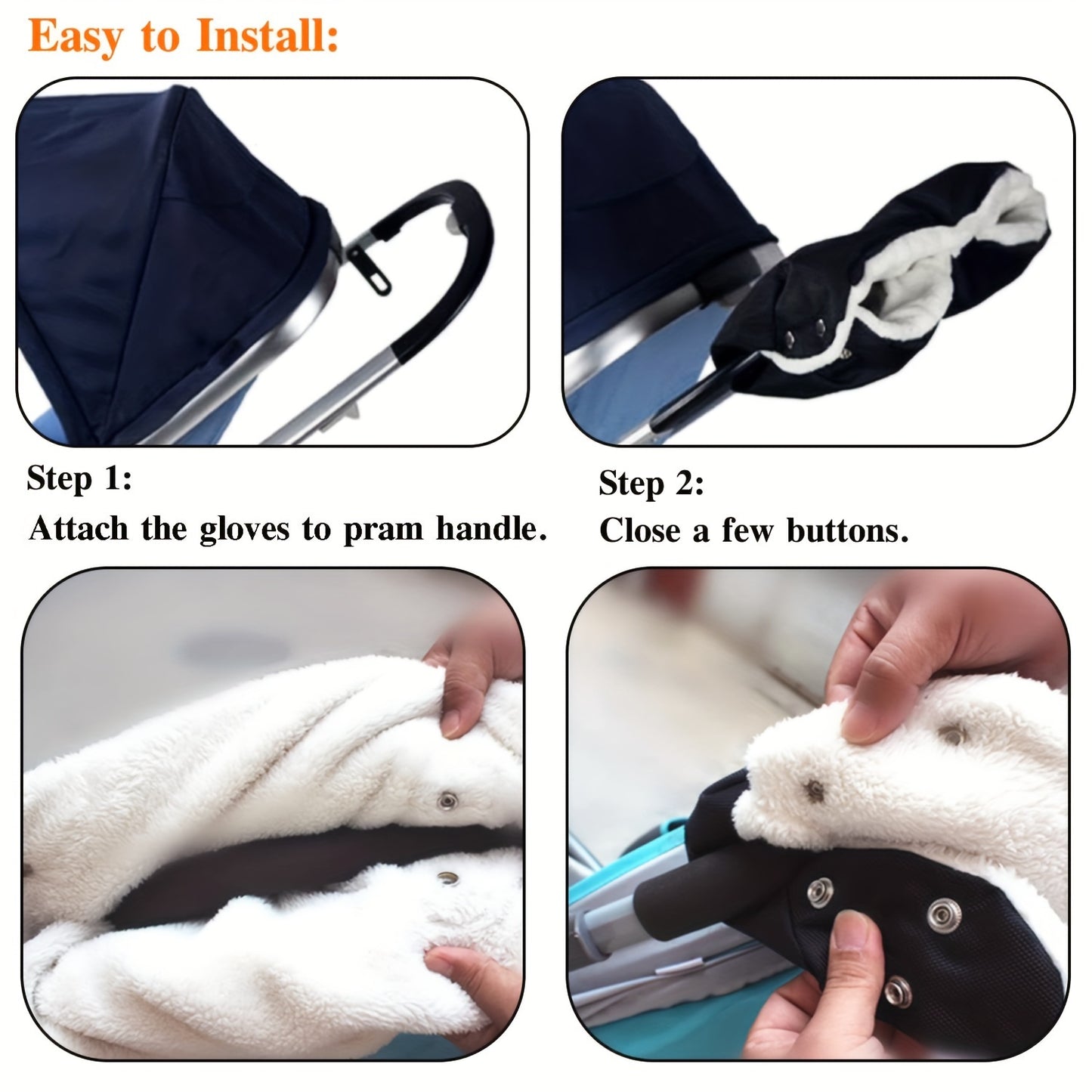 1pc Winter Warm Waterproof Stroller Glove With Phone Cover - Essential For Mommy And Baby Hanging Out