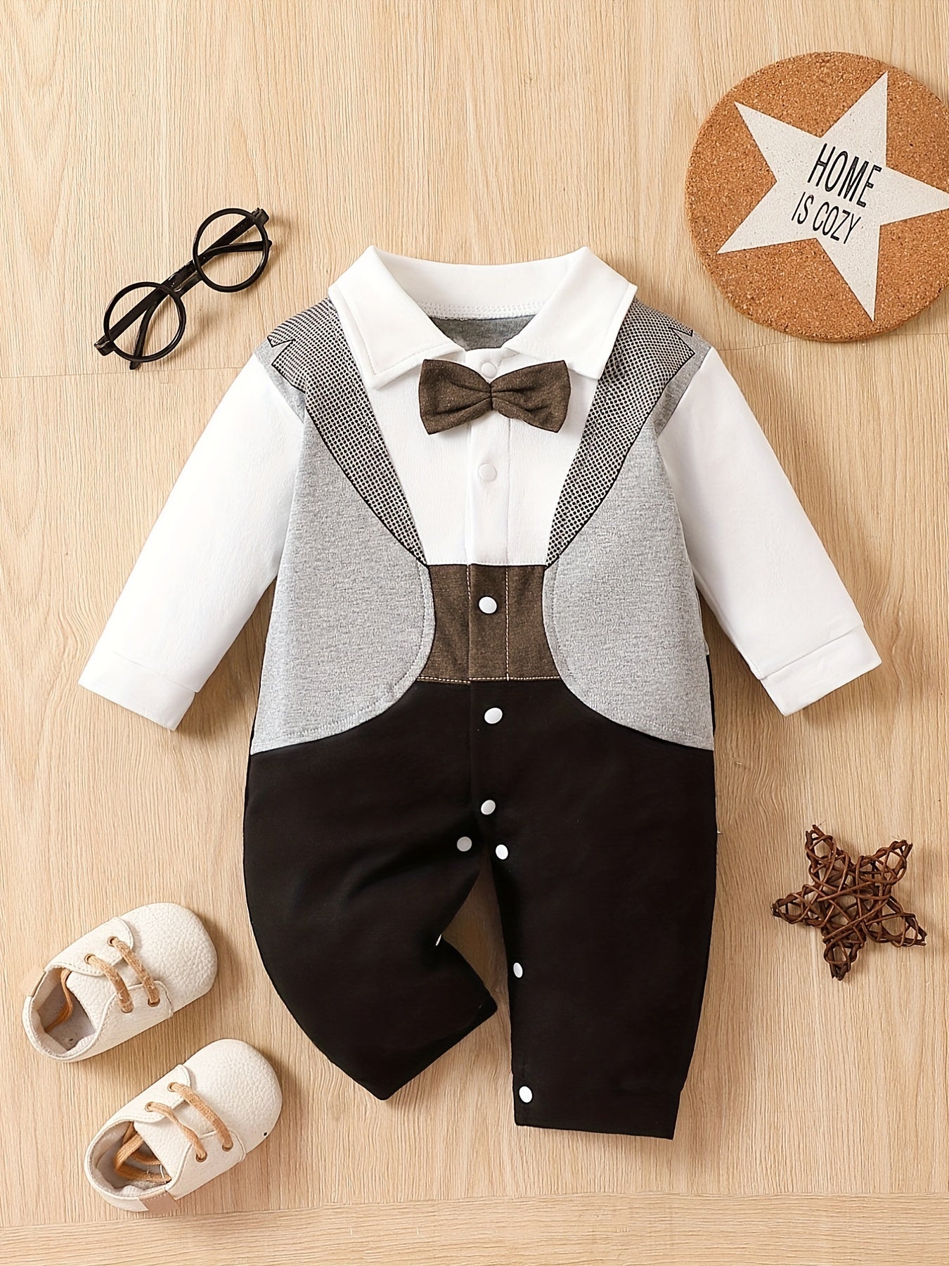 Little Gentleman Clothes Dress For Your Lovely Boy, Baby Long-sleeved Romper For Party Birthday