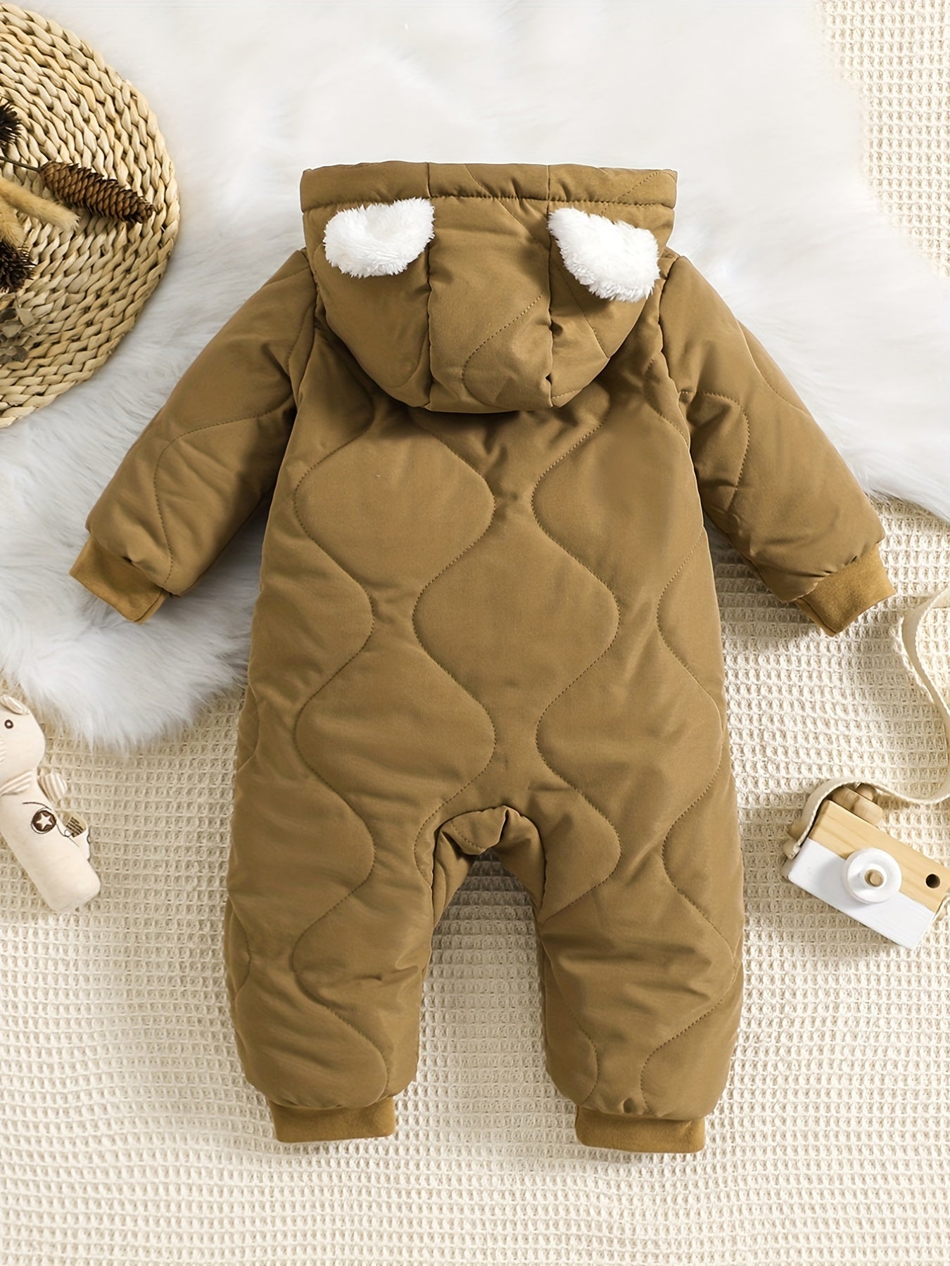 Infant Hooded Thick Romper Long Sleeve Zipper Thermal Jumpsuit, Babies & Kids Coat