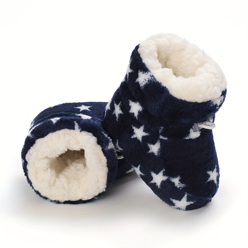 Comfortable Boots For Baby Boys And Girls, Soft Warm Plus Fleece Boots For Indoor Walking, Winter