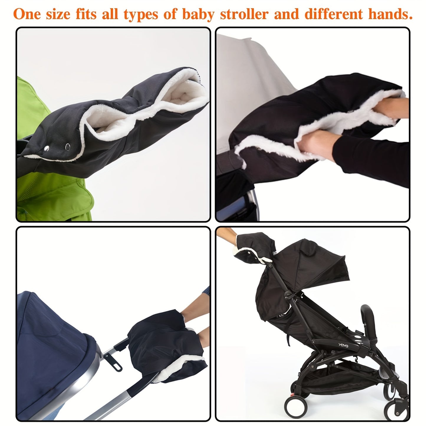 1pc Winter Warm Waterproof Stroller Glove With Phone Cover - Essential For Mommy And Baby Hanging Out