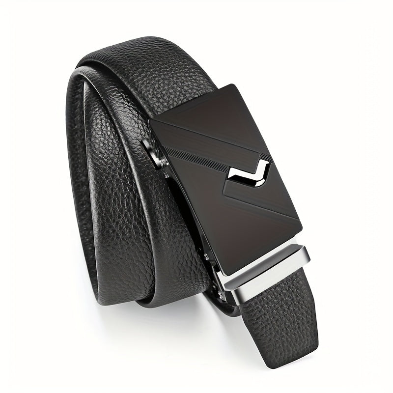 Men's Automatic Buckle Belt PU Leather Belt Business Suit Waist Strap (without Gift Box)