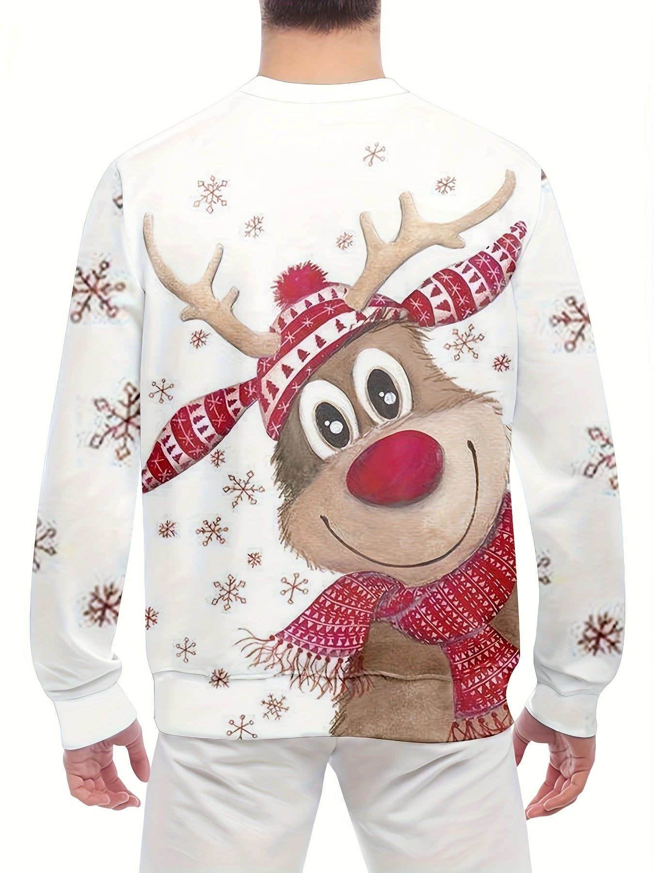 Christmas Print Trendy Sweatshirt, Men's Casual Graphic Design Crew Neck Pullover Sweatshirt For Men Fall Winter