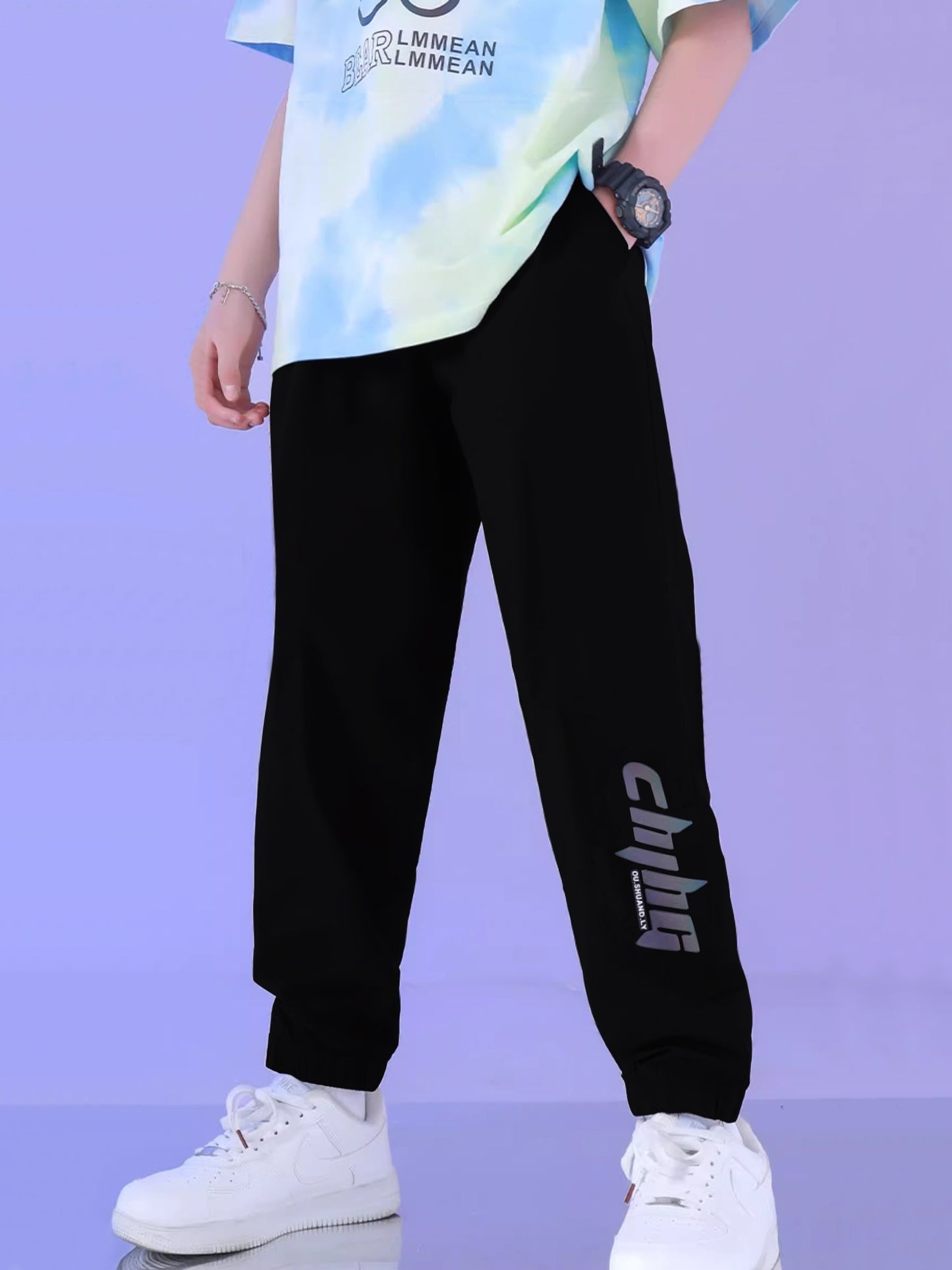 Stylish Letter Print Boys Casual Comfortable Active Sweatpants, Breathable Jogger Sports Pants, Kids Clothes Outdoor
