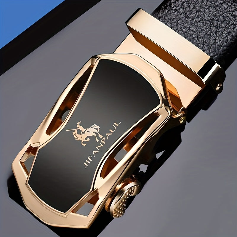 1pc Men's Fashion PU Automatic Buckle Belt For Wedding Daily (Without Gift Box)