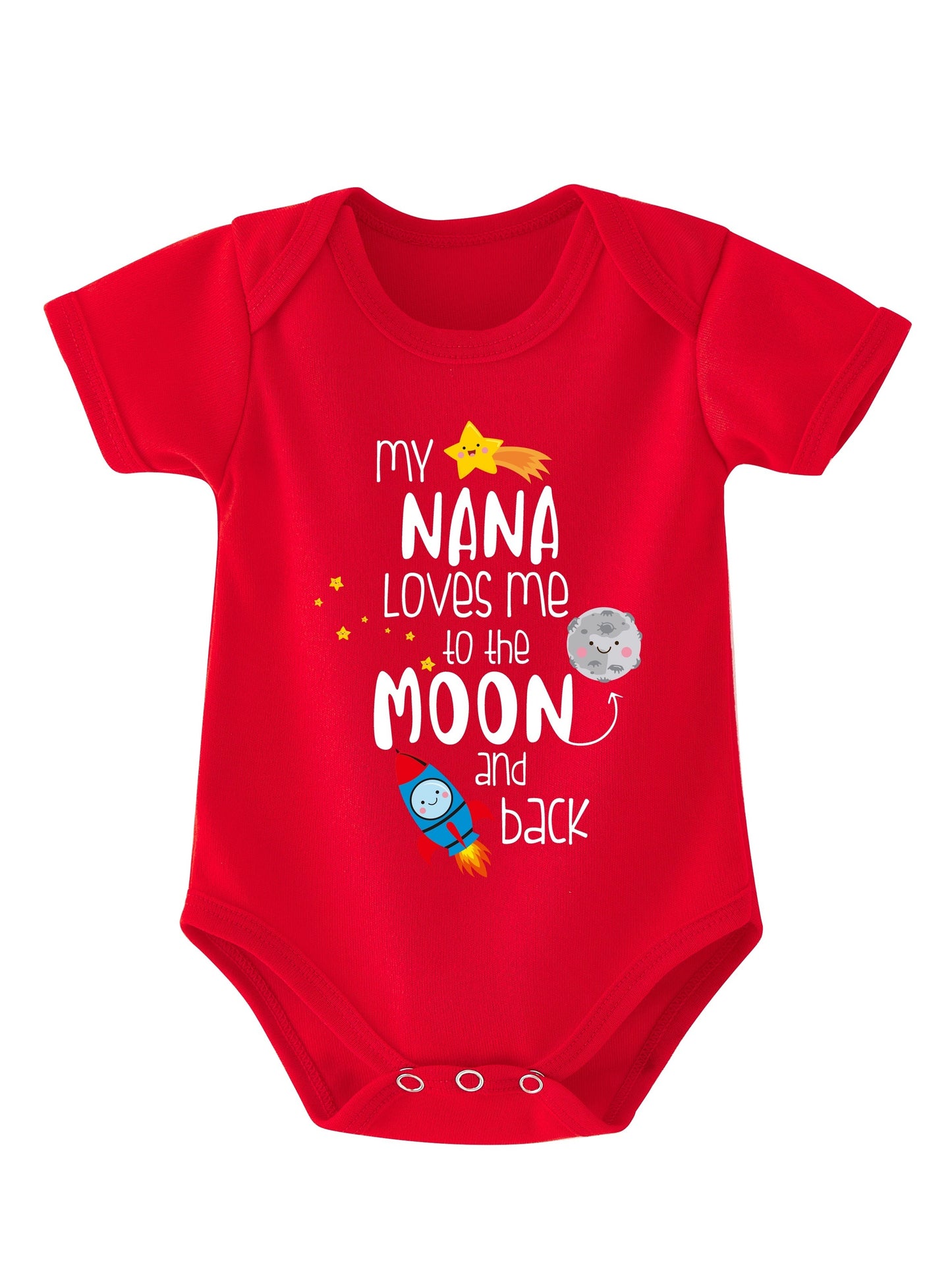 Baby Girls And Boys Cute "My Nana Loves Me To The Moon And Back" Short Sleeve Onesie Clothes For Summer