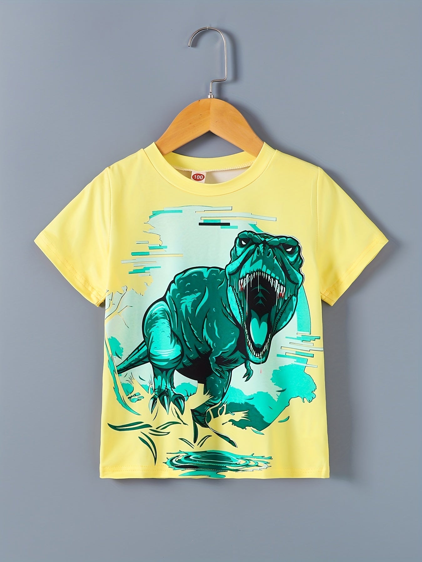 Boys Dinosaur Round Neck T-shirt Tee Top Casual Soft Comfortable For Summer Kids Clothes