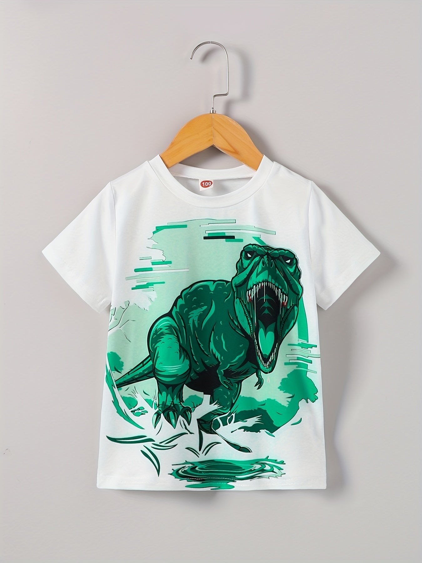 Boys Dinosaur Round Neck T-shirt Tee Top Casual Soft Comfortable For Summer Kids Clothes