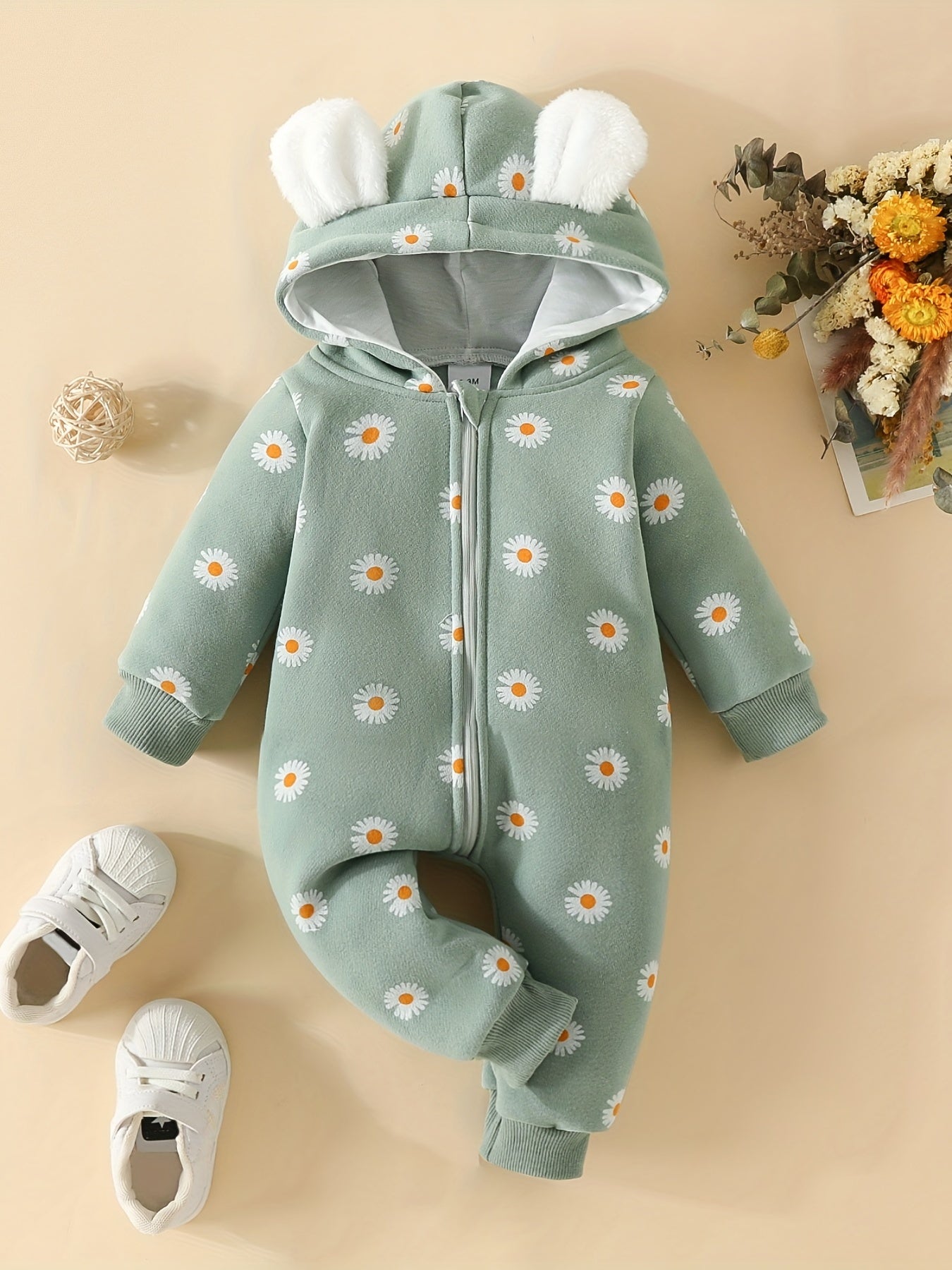 Baby Super Cute Bowknot Hooded Long Sleeve Sweatshirt Bodysuit,  Zipper Warm Outwear Hoodie, Christmas Romper Gift