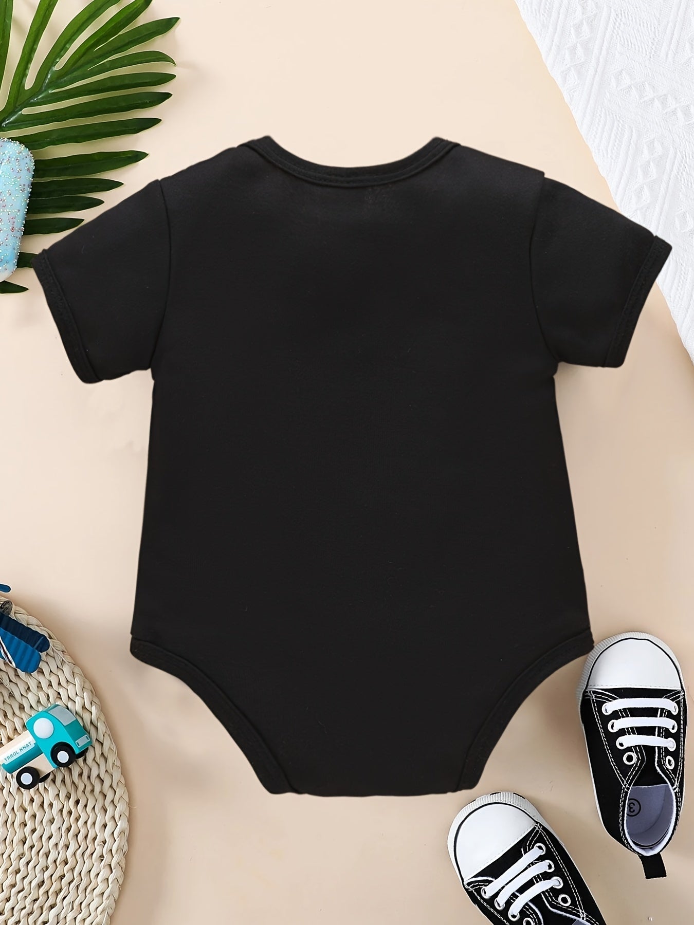 Newborn Infant Short Sleeve Romper Letter Graphic Crew Neck Bodysuit Onesies For Baby Boys And Girls Toddler Summer Clothes