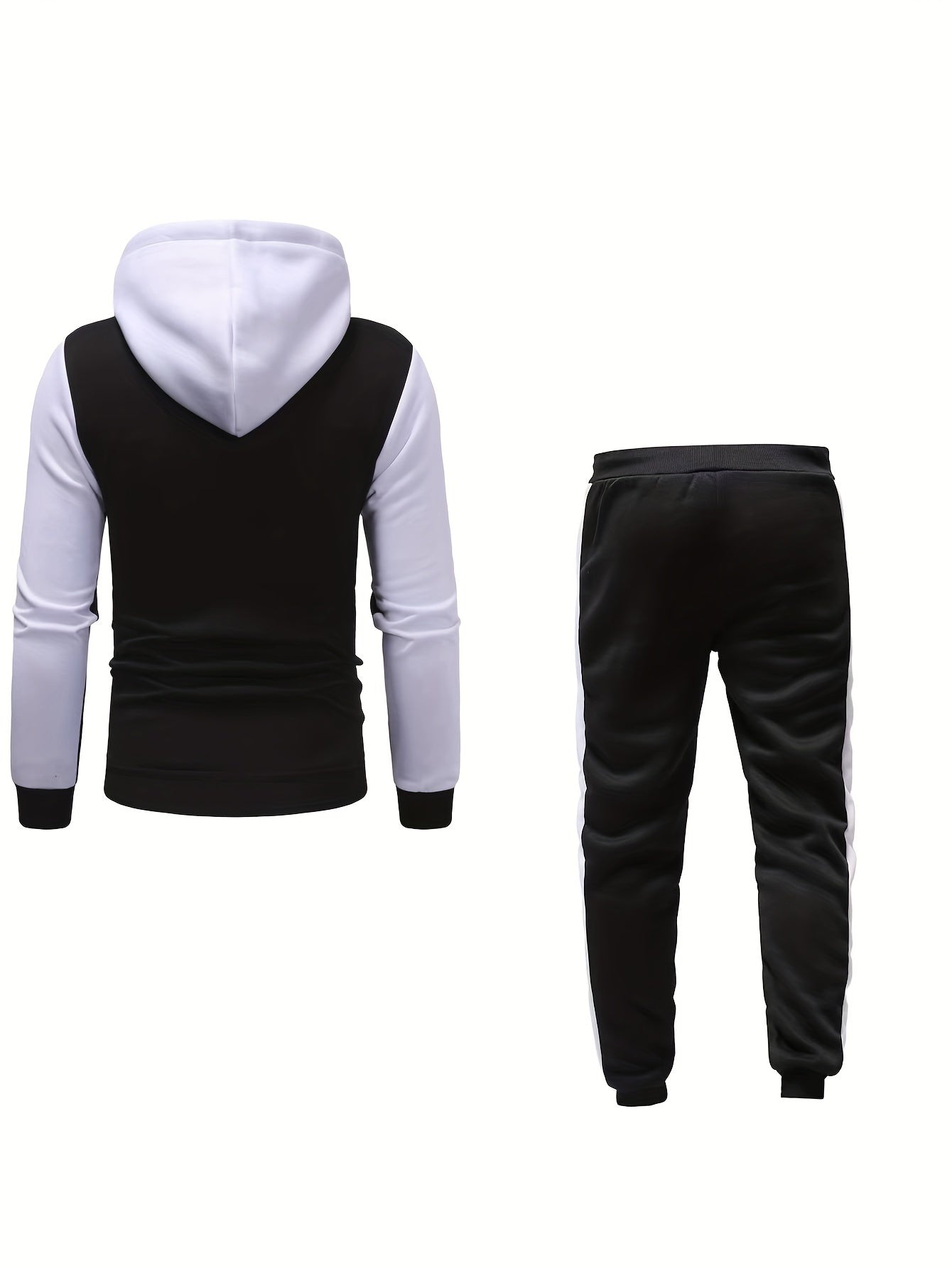 Color Block Classic Men's Athletic 2Pcs Tracksuit Set Casual Full-Zip Sweatsuits Long Sleeve Hoodie And Jogging Pants Set For Gym  Workout Running