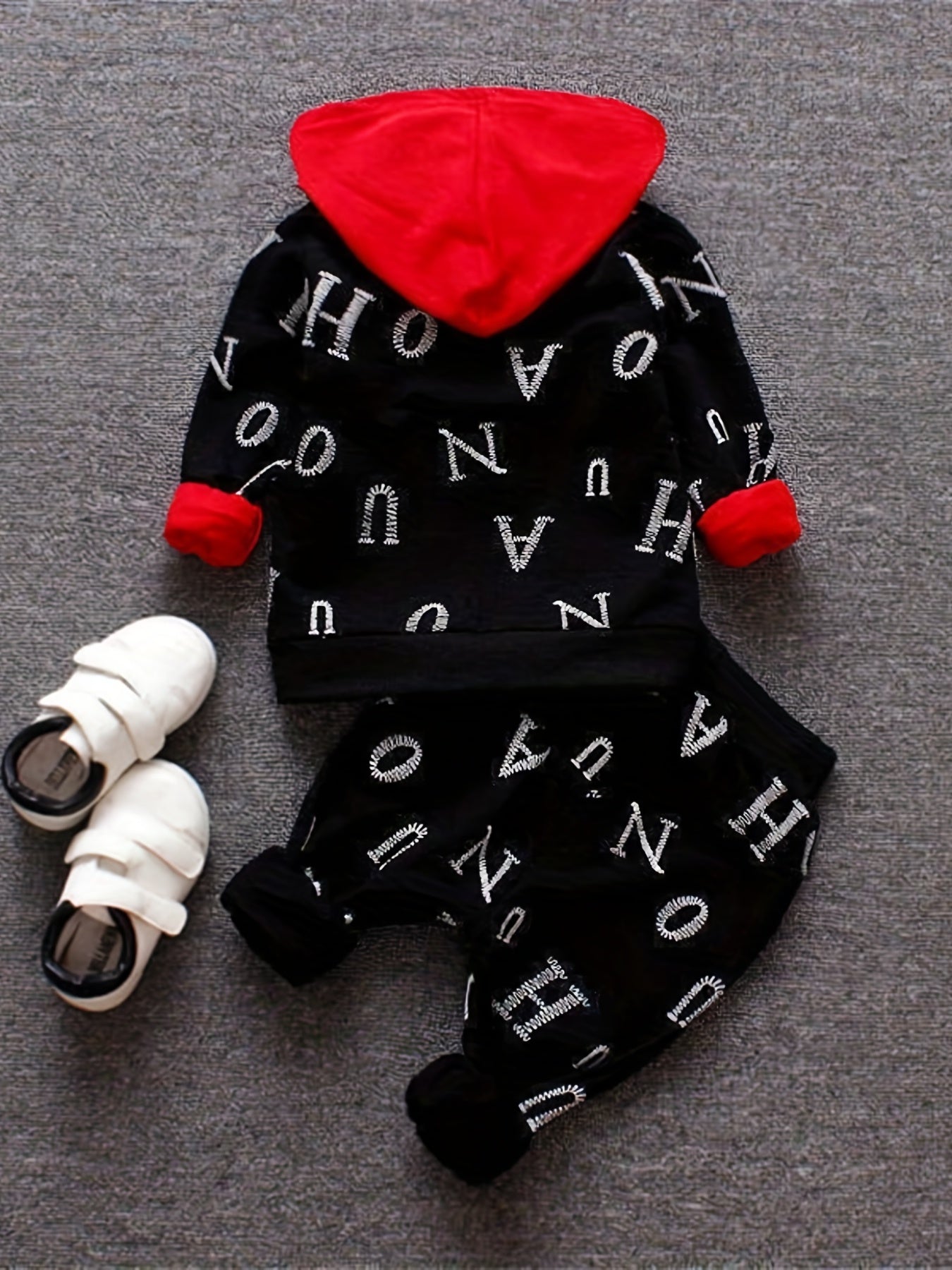 Boys Spring And Autumn New Long-sleeved Suit Baby Boy Letter Print Top Coat Pants Set Children's Fashion Casual Suit