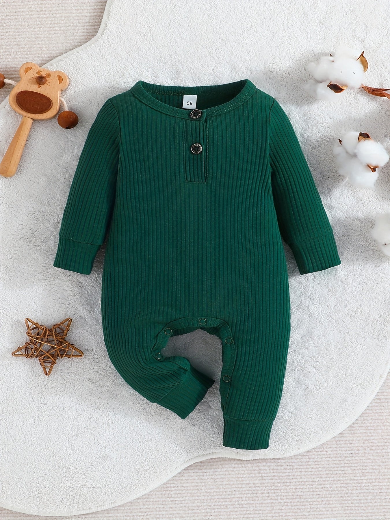 Infant Spring And Autumn Striped Long Sleeve Romper - Baby Boys & Girls Button Down Jumpsuit