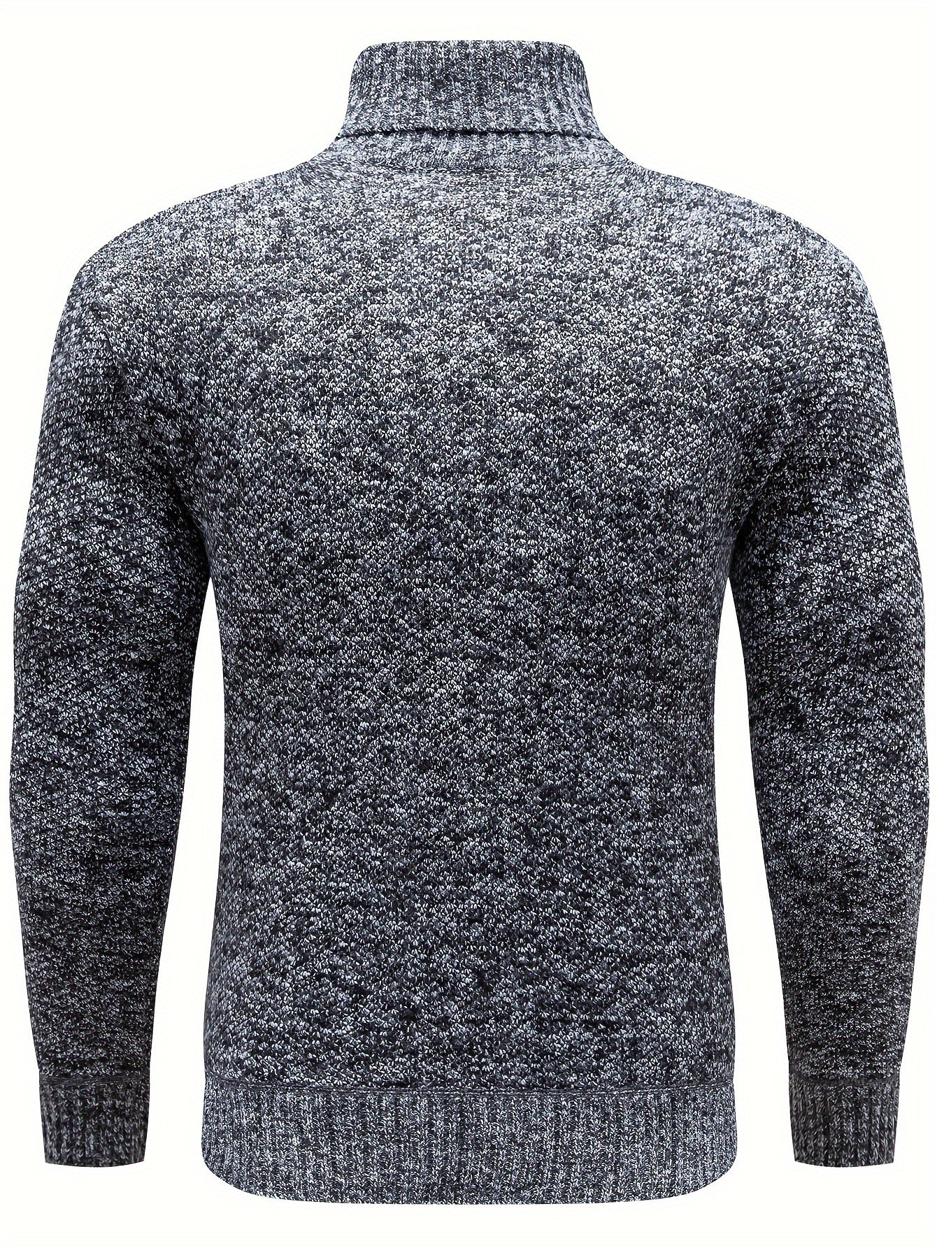 Turtle Neck Knitted Solid Sweater, Men's Casual Warm Slightly Stretch Pullover Sweater For Fall Winter