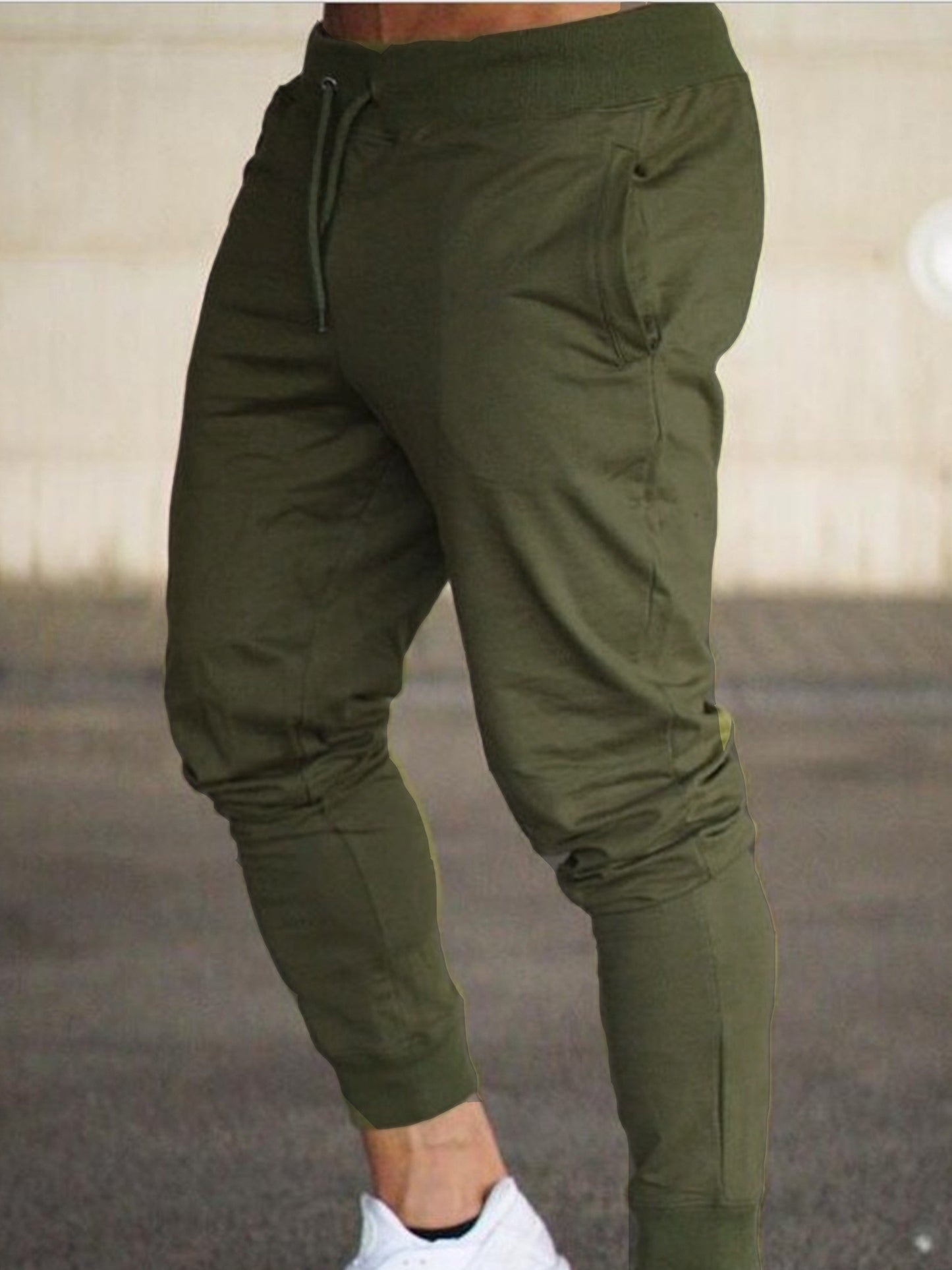 Classic Design Joggers, Men's Casual Solid Color Slightly Stretch Waist Drawstring Pants For Spring Summer