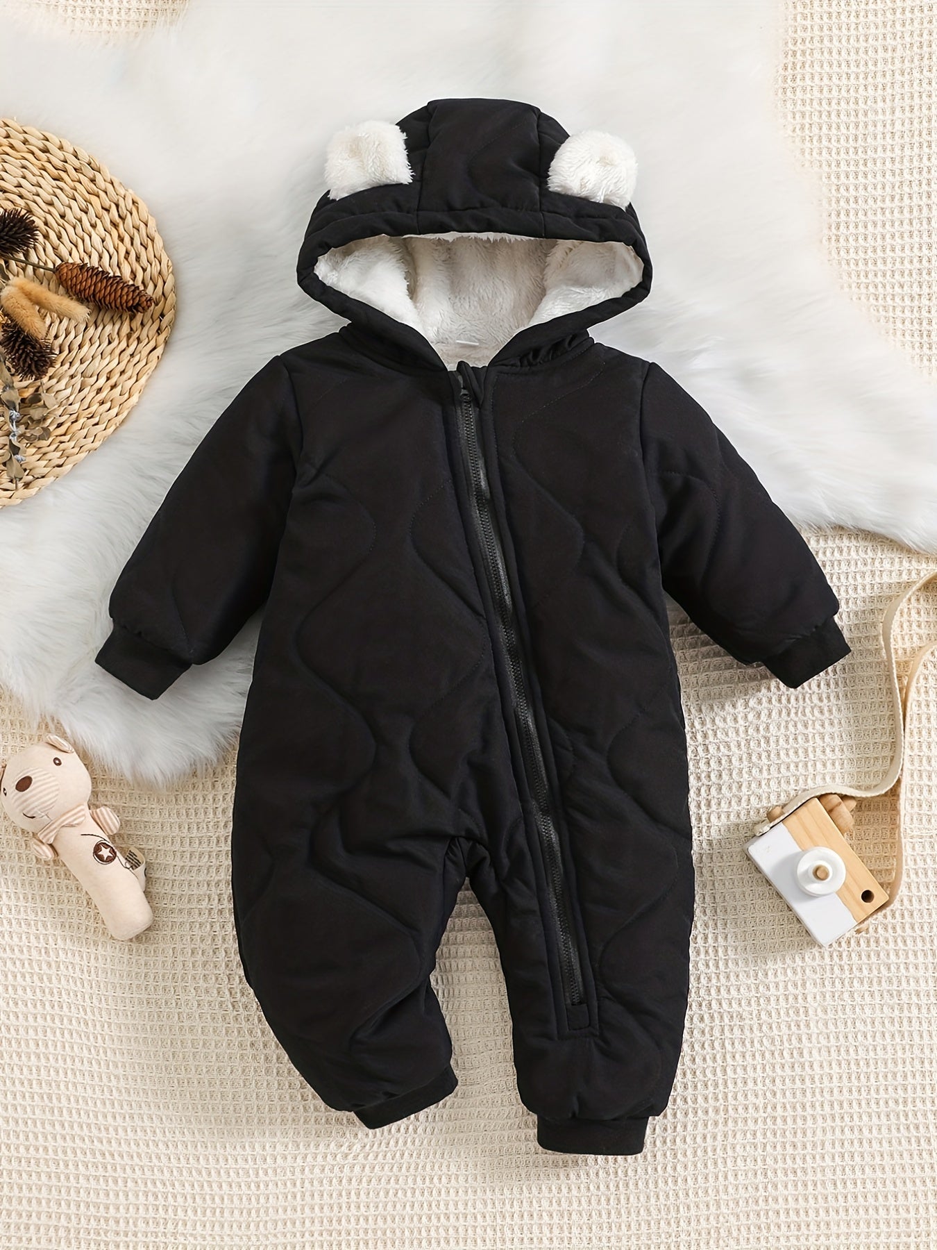 Infant Hooded Thick Romper Long Sleeve Zipper Thermal Jumpsuit, Babies & Kids Coat