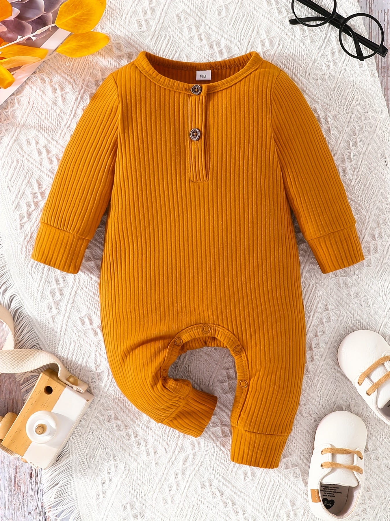 Infant Spring And Autumn Striped Long Sleeve Romper - Baby Boys & Girls Button Down Jumpsuit
