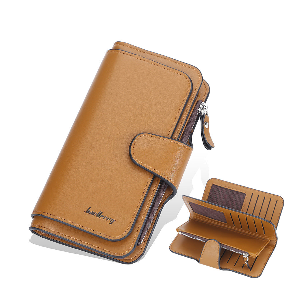Letter Detail Long Wallet, Women's Fashion Faux Leather Wallet With Card Slots & Id Window
