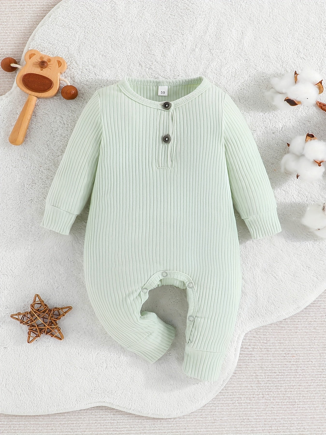 Infant Spring And Autumn Striped Long Sleeve Romper - Baby Boys & Girls Button Down Jumpsuit