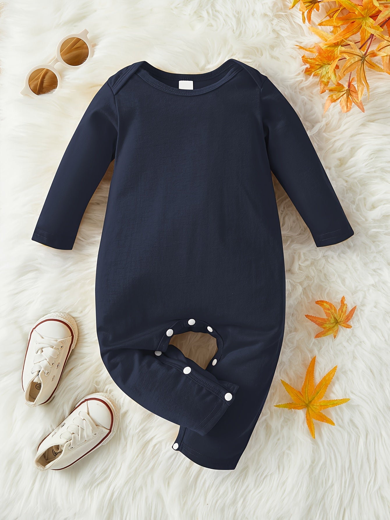 Baby Toddler's Basic Romper, Long Sleeve Casual Triangle Jumpsuit