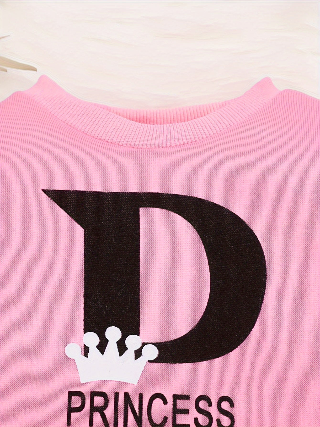 Baby Girls Casual Long Sleeve Thickened Sweatshirt Set, P Letter Print Fashion Sweatshirt + Simple Trousers For Autumn And Winter